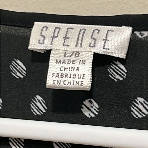 Beautiful Black & White Polka Dot Top By Spense. Size Large - Picture 4 of 5